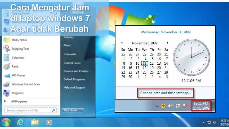 Cara Mengatur Jam di laptop windows 7 Agar tidak Berubah